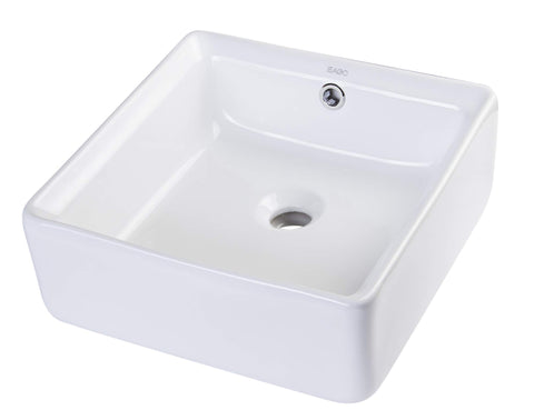 EAGO BA130 15-Inch Square Ceramic Above Mount Bathroom Basin