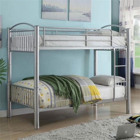 Acme Cayelynn Twin Over Twin Bunk Bed in Silver