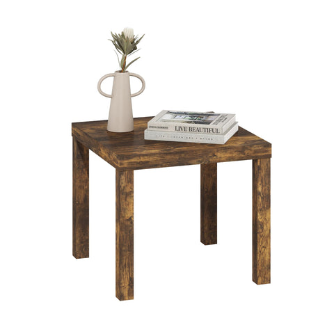 Furinno Classic Side Table, Square Modern End Table with 1.8" Triple Thick Tabletop, Simple Night Stand, Bedside Table, Toolless Assembly, for Living Room, Bedroom, Amber Pine