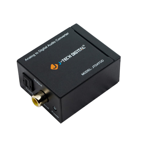 J-Tech Digital ® Premium Quality RCA L/R Analog Audio to Optical SPDIF/Coaxial Digital Converter with 3.5mm Jack Support Headphone/Speaker Outputs (Analog to Digital)