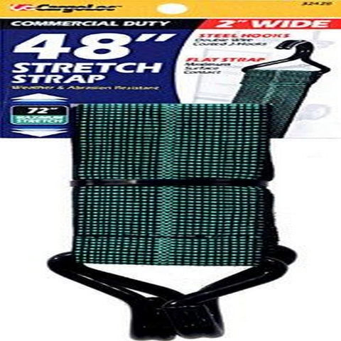 CargoLoc 32428 Wide Stretch Strap with Coated Steel J-Hooks, 2-Inch x 48-Inch