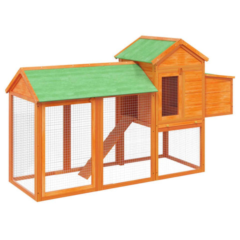 vidaXL Chicken Coop Brown Solid Pine Wood, Plywood Large Coop