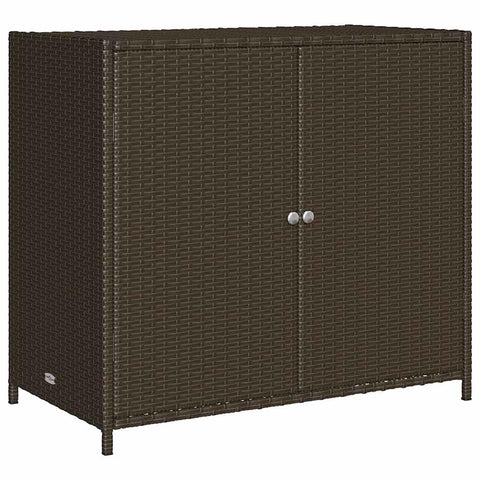 vidaXL Outdoor Storage Box 80 Gal Deck Box PE Rattan with Water-Resistant Bag, Brown 32.7"x17.7"x29.9" for Patio Tools & Accessories, Poly Rattan Storage Cabinet, Garden Storage Furniture