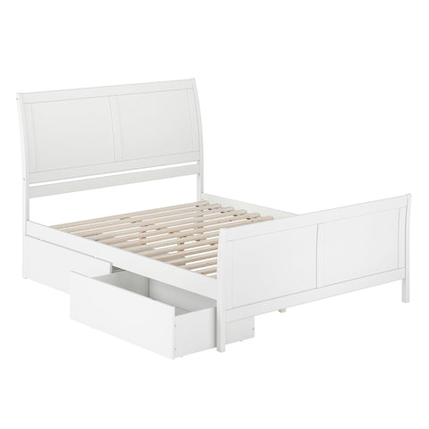 AFI, Portland Queen Platform Bed with Matching Footboard & Storage Drawers, White