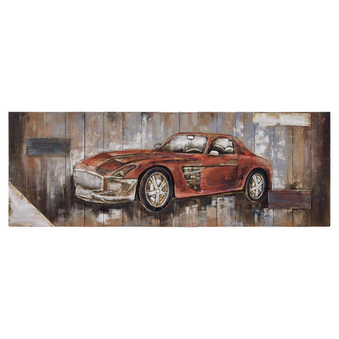Yosemite Home Decor "Red Vintage Car II Wood Wall Art in Multi-Color