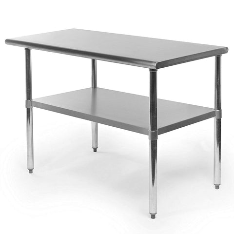 FastFurnishings Stainless Steel 48 x 24 inch Heavy Duty Kitchen Work Table