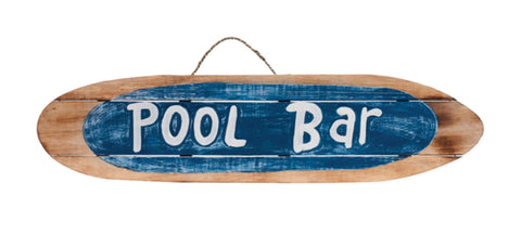 RAM Outdoor Decor Hand Painted Wooden Pool Bar Wall Art Sign