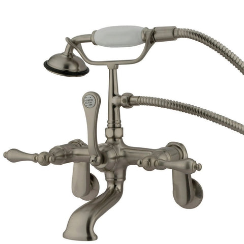 Kingston Brass CC51T8 Vintage Leg Tub Filler with Hand shower, Satin Nickel,3-3/8-Inch Center