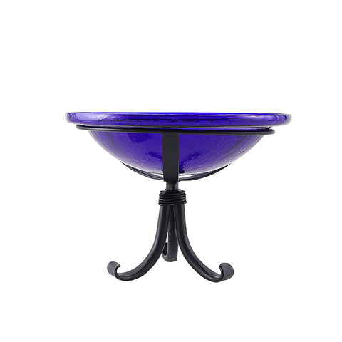 Cobalt Blue Crackle Birdbath with Tripod Stand by Achla Designs