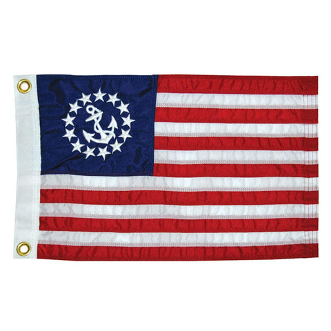 Taylor Made Sewn US Yacht Ensign Flag for Boats, 16" x 24", Marine-Grade Nylon, Fade Resistant, Brass Grommets, Embroidered Stars and Stripes, Flag only - 2020109185