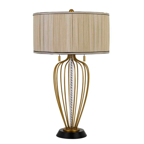 Cal Lighting BO-2859TB Transitional Two Light Table Lamp from Laval Collection in Brass Finish, 18.00 inches