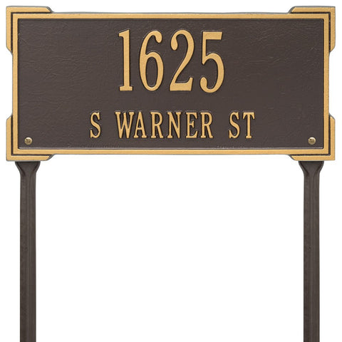 Personalized Roanoke 2-Line Lawn Plaque in Gold