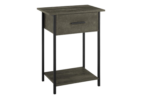 Monarch Specialties I 3815 Accent Table, 2 Tier, End, Lamp, Storage Drawer, Small, Dark Bronze, Black Metal