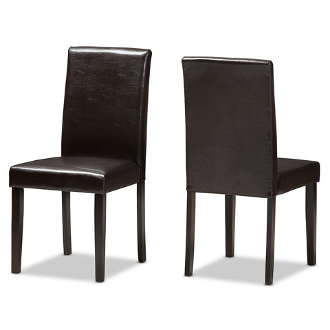 Baxton Studio Mia Contemporary Faux Leather Dining Chair, Dark Brown, 2/Set