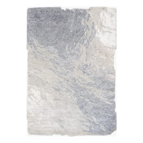 Pasargad Home Collection Hand-Tufted Ivory/Slateblue Bsilk & Wool Abstract Area Rug with Cotton Backing- 5' 0'' X 7' 5''