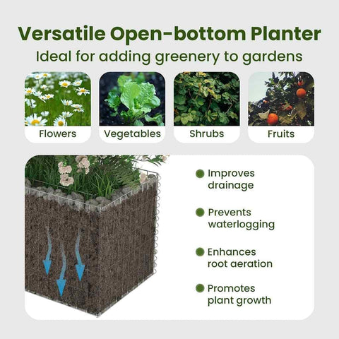 vidaXL Gabion Raised Bed in Durable Galvanized Steel - 19.7"x19.7"x19.7" - Easy Self Assembly - Silver Color, Perfect for Gardens or Patios