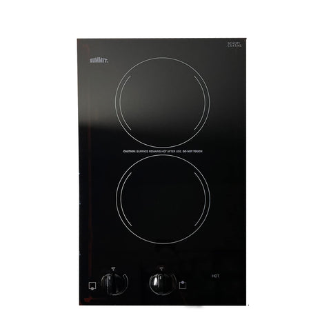 Summit 12" 2 Burner Electric Cooktop. 230 Volt Radiant Cooktop, ADA Compliant, Black- CR2220B