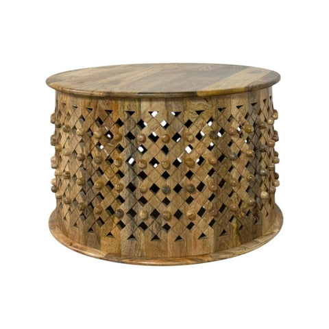 Artisan 30 In  Lattice Weave Mango Wood Coffee Table - Natural