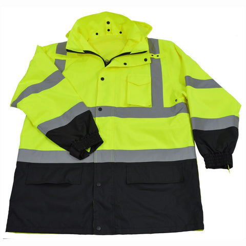 Petra Roc LBPJLW-C3-S Two Tone ANSI Class 3 Rain Parka Jacket, Small, Lime/Black