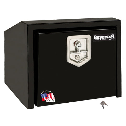 Buyers Products 1703352 Steel Underbody Truck Box with Slanted Back, 14/10.5 x 12 x 24 Inches, Lockable T-Handles, Truck Storage and Organizer, Made in the USA, Black