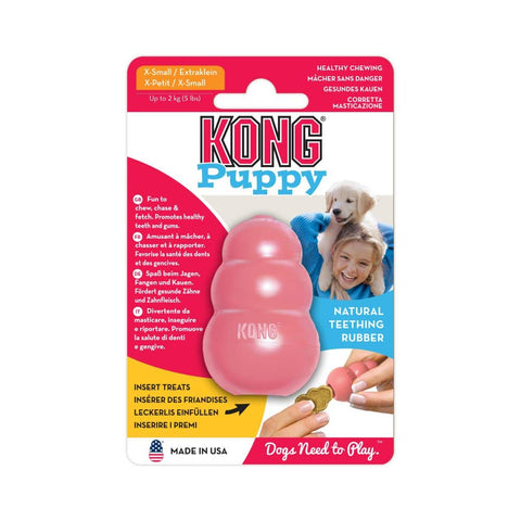 KONG - Puppy Toy Natural Teething Rubber - Fun to Chew, Chase and Fetch - for Extra Small Puppies - Blue