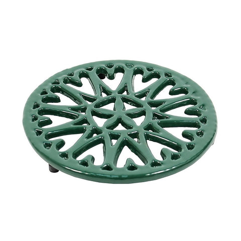 Minuteman International C-33GR Sunburst, Green woodstove Tabletop cast Iron Trivet, 7" Diameter