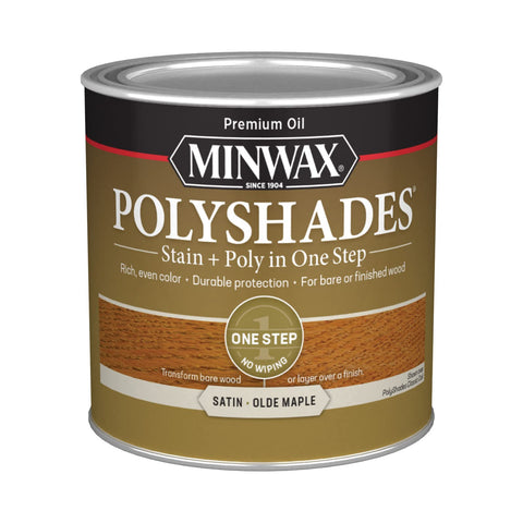 Minwax PolyShades Wood Stain + Polyurethane Finish – ½ Pint, Olde Maple, Satin
