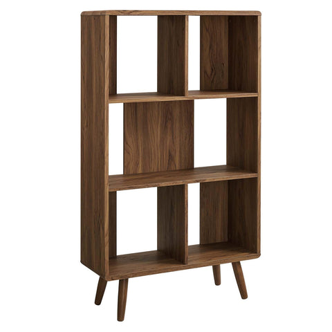 Modway Transmit 31" Modern Spacious Storage Wood Bookcase in Walnut