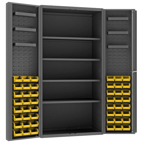 Durham DC36-48-4S6DS-95 Deep Door Bin and Shelf Cabinet, 72" Overall Height, 36" Overall Width, Total Number of Bins 48