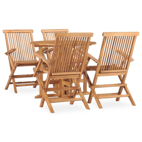 vidaXL Solid Teak Wood Folding Patio Dining Set 5 Pieces Garden Dinner Table Chairs Foldable Outdoor Balcony Terrace Furniture Set Wooden