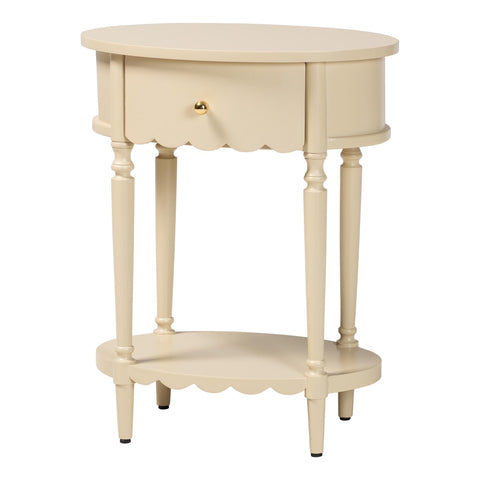 Bali & pari Liba End Table - 1-Drawer Accent Table with Scalloped Detailing and Open Shelf Storage for Hallway, Entryway, and Living Room