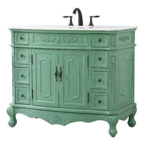 Elegant Kitchen and Bath Danville 42" Single Solid Wood Bathroom Vanity in Green
