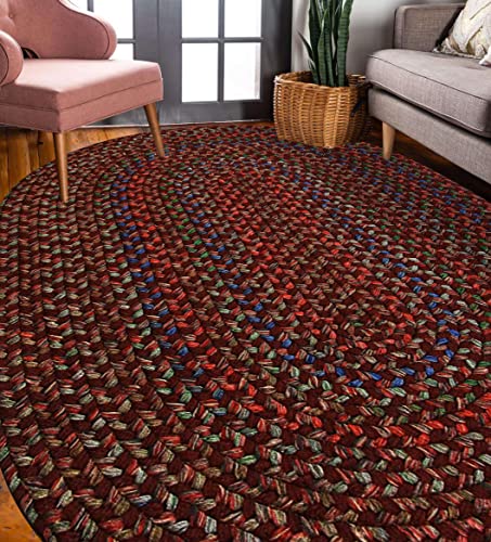 Rhody Rug Katie KA43 Burgundy 7' x 9' Oval - Braided Area Rug, Home Decor, Floor Mat or Bedroom Rug - Easy Care, Ideal for High Traffic Areas in Hallway and Living Room - Made in USA