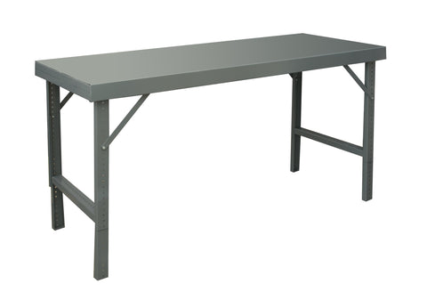 Adjustable Height Workbench 96 x 30 14 Gauge Steel Top 2000 lbs. Capacity Gray
