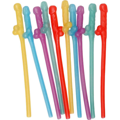 Party Pecker Straws 10pk - 5 Asst Colors