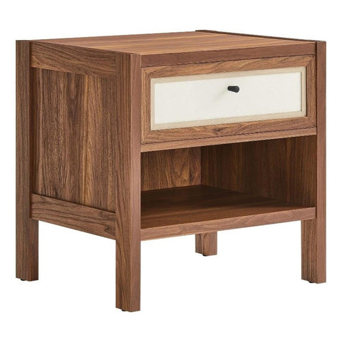Modway Capri Mid-Century Modern Wood Grain Nightstand Bedside Table in Walnut, Side Table with Drawer, Nightstand with Storage