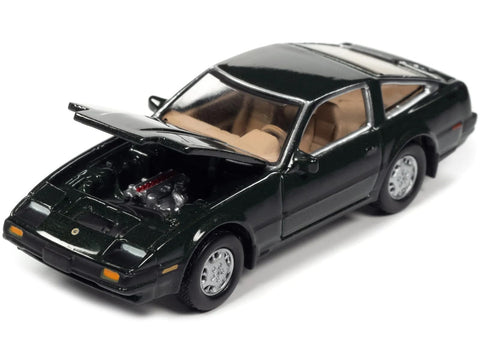 Johnny Lightning 1984 Nissan 300ZX Dark Green with Black Stripes Classic Gold Collection Series Limited Edition to 12480 Pieces Worldwide 1/64 Diecast Model Car
