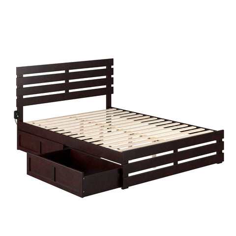 Oxford Queen Bed with Footboard and 2 Drawers in Espresso