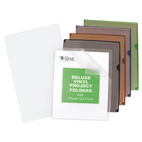 C-Line Deluxe Super Heavyweight Vinyl Project Folders with Colored Backs, Letter Size, 35 per Box (62150)
