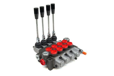 Chief P40 4 Spool 3/4 Way 3 Position Directional Control Valve, 1 Motor Spool, 3 Position Detent, SAE 10 Inlet/Outlet, SAE 8 Work Ports, 3625 PSI