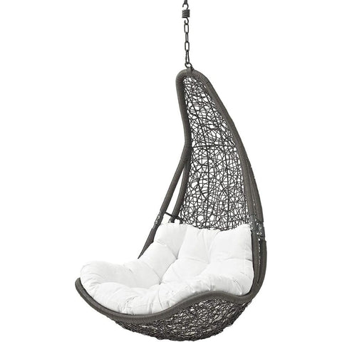 Oakestry Abate Wicker Rattan Outdoor Hanging Swing Chair with Steel Chain Patio Egg Chair for Porch Balcony or Garden Comfortable Hammock Seating Without Stand