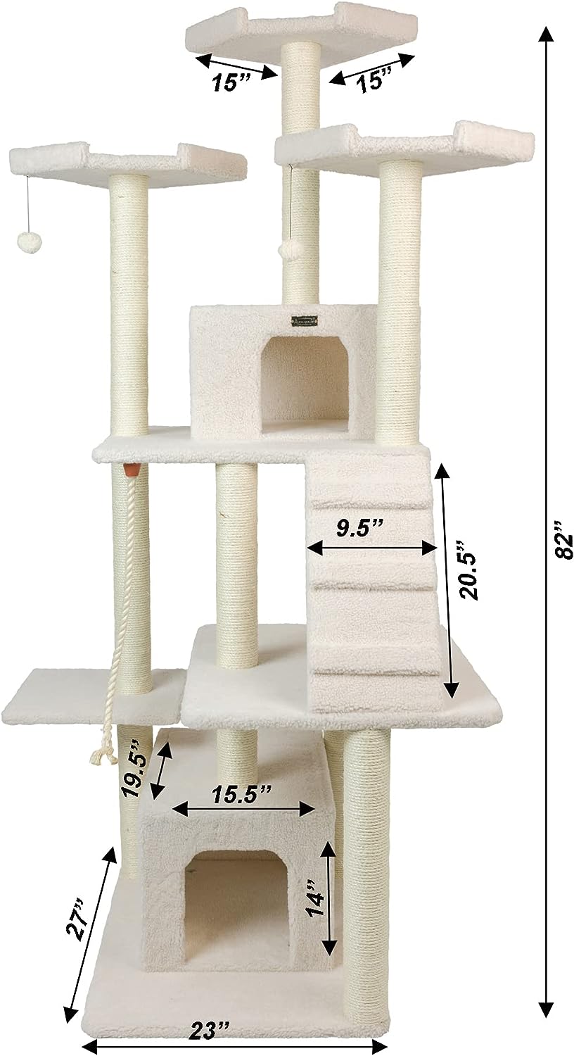 Armarkat B8201 Classic Cat Tree in Ivory, Jackson Galaxy Approved, Real Wood Multi Levels Cat Jungle Furniture