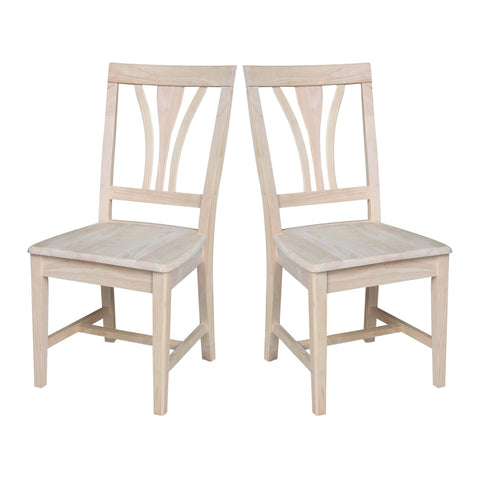 International Concepts Solid Wood Fanback Dining Chairs in Unfinshed (Set of 2)