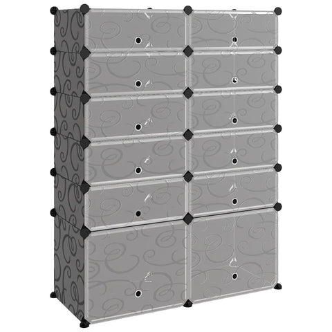 vidaXL Shoe Rack - Storage Solution for Home or Office - Black - 37"x14.6"x49.2" - PP Material with Strong Steel Frames