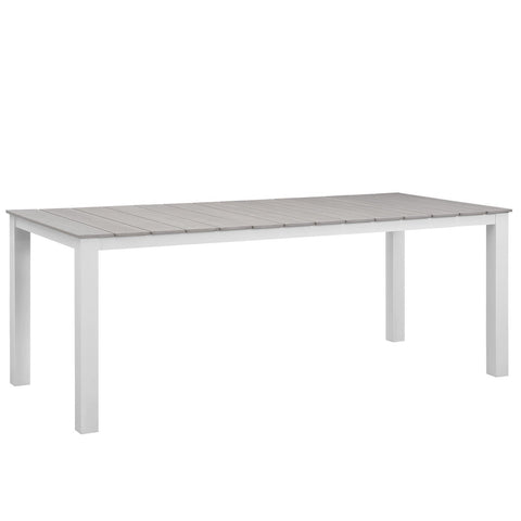 Modway EEI-1509-WHI-LGR Maine White Light Gray 80" Outdoor Patio Dining Table, Green