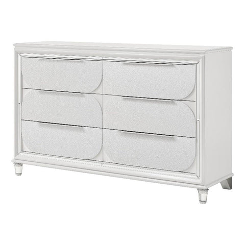 Acme Tarian Rectangular 6-Drawer Contemporary Wood Dresser in Pearl White