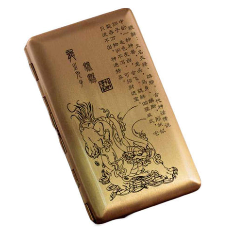 Brass Cigarette Case Copper Cigarette Case/Box/Holder Pocket Cigarette Storage Case Metal Card Case, Pi Xiu
