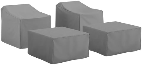 4Pc Outdoor Furniture Cover Set Gray - 2 Arm Chairs & 2 Ottomans