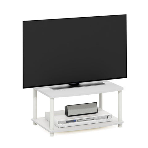 Furinno Turn-N-Tube TV Riser Stand, 2-Tier Small Elevated No Tools TV Stand, TV Console for TV up to 32 inch, 15.8 x 23.8 x 11, for Living Room, Bedroom, White