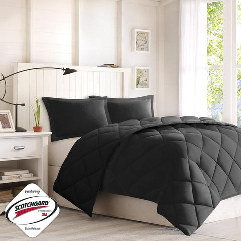Oakestry Larkspur All Season Reversible Two for All Season Machine Washable, King, Black/Black, 102 x 90 x 2